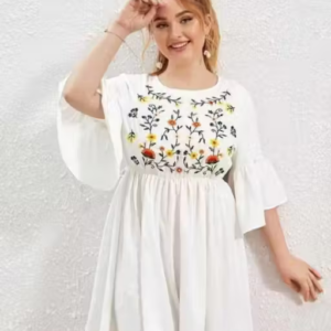 Elegant White Embroidered Short Top for Women – Daily & Party Wear
