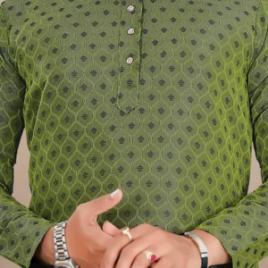 Men’s Elegant Green Printed Kurta – Festival & Wedding Wear