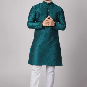 Men’s Teal Jacquard Kurta