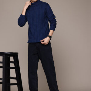 Men’s Turtle Neck Cable Knit Winter Pullover