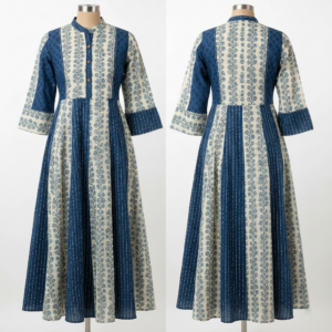 Women’s Printed Panelled Flared Long Kurti