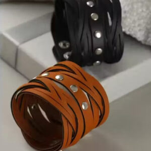 Black & Brown Multistrand PU Bracelet Set for Men – Pack of 2