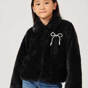 Girls Shirt-Collar Winter Overcoat – Buttoned Stylish Outerwear
