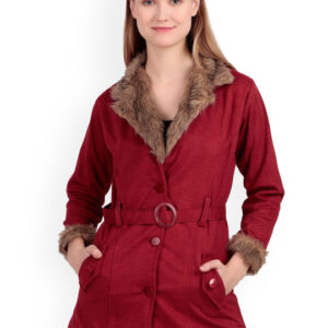 Girls Notched Lapel Single-Breasted Winter Coat – Elegant Outerwear