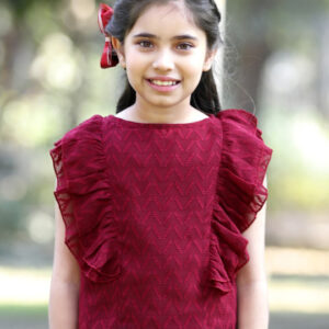 Girls Self-Design Ruffle Top – Stylish Casual Wear