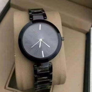 Women’s Solid Black Designer Analog Watch – Metal Strap