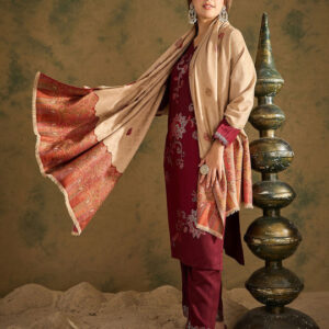 Elegant Ethnic Motifs Woven Pashmina Woolen Shawl for Women