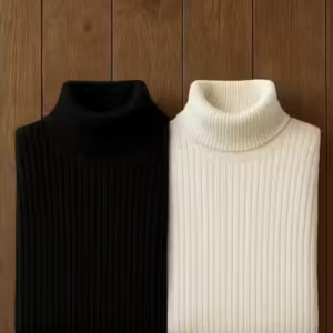 Unisex Ribbed Turtleneck Sweater Combo – Pack of 2 (Black & White)