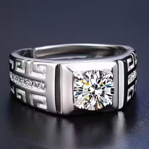 Men’s Silver Solitaire Adjustable Ring