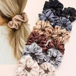Women’s Floral Chiffon Scrunchies – Pack of 12 (Multicolor Hair Scarf Set)