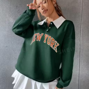 Women’s Green Fleece Sweatshirt – Full Sleeves, Regular Fit