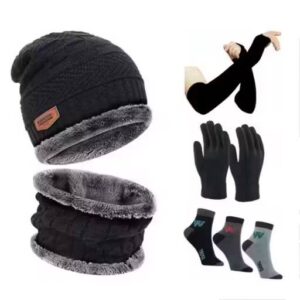 Winter Combo Set – Cap, Gloves, Socks & Arm Sleeves (Free Size)