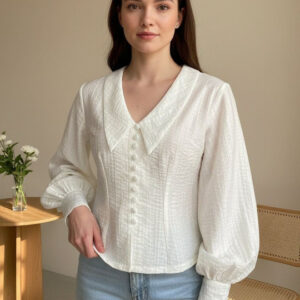 Peter Pan Collar Puff Sleeve Top