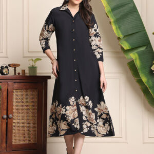 Women’s Floral Printed A-Line Midi Dress