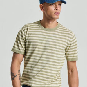 Men Striped Round Neck Cotton T-Shirt