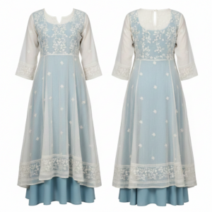 Women’s Embroidered Long Anarkali Kurti Set