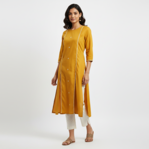 Women’s Straight Fit Embellished Long Kurti