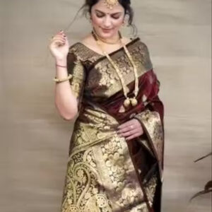 Woven Banarasi Jacquard Saree for Women – Traditional Ethnic Wear with Elegant Design