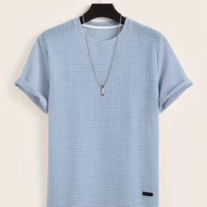 Popcorn Fabric Round Neck Half Sleeve T-Shirt for Men and Women