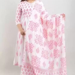 Pink Anarkali Kurti with Dupatta for Women – Elegant Ethnic Wear Set