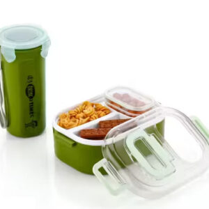 Kids Leak-Resistant Lunch Box & Sipper Bottle Combo – Green (School Set)