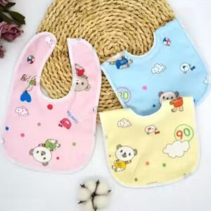 Waterproof Baby Feeding Bibs with Button Closure – Pack of 3 (0–12 Months)